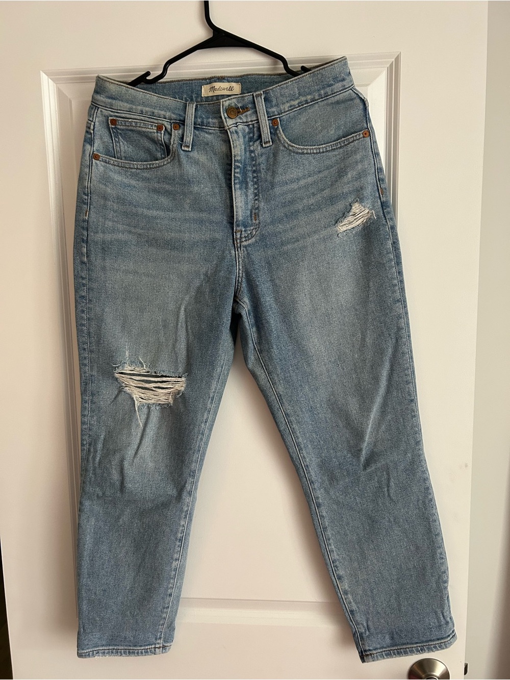 Madewell Light Blue High-Rise Distressed Mom Jeans